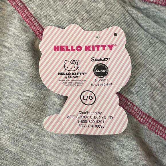 Hello Kitty Gray Cotton Sleep Jogger Pants L | Sanrio Cartoon Lounge Pajamas NWT - Picture 4 of 12